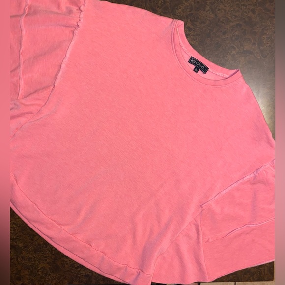 DG2 Diane Gilman French Terry Ruffled Sweatshirt in Rose Pink - size large - Picture 6 of 7